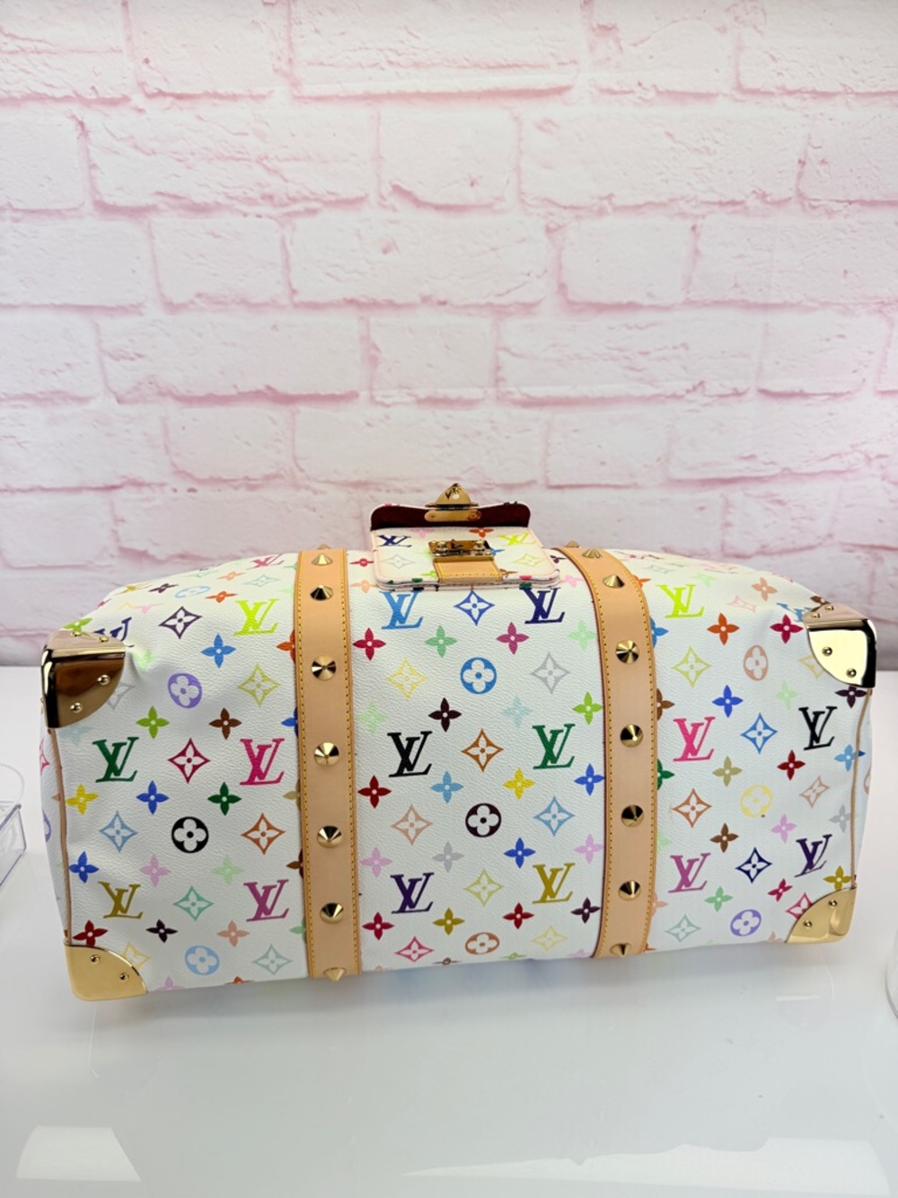 Louis Vuitton Multicolor Murakami Monogram White Canvas Keepall 2003 45 - Picture 10 of 16